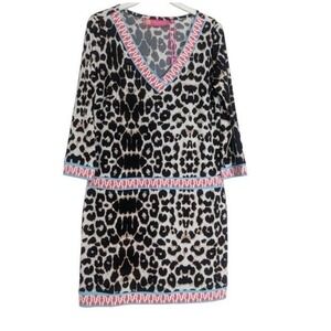 Macbeth Collection by Margaret Josephs Sheath Dress Leopard Print Black Size Med